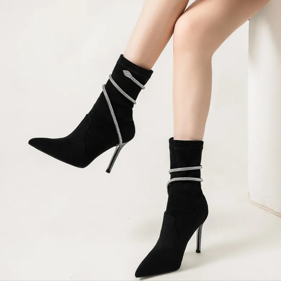 Autumn Winter Fashion Faux Suede Snake Coiled Women Boots Luxury - Picture 3 of 7